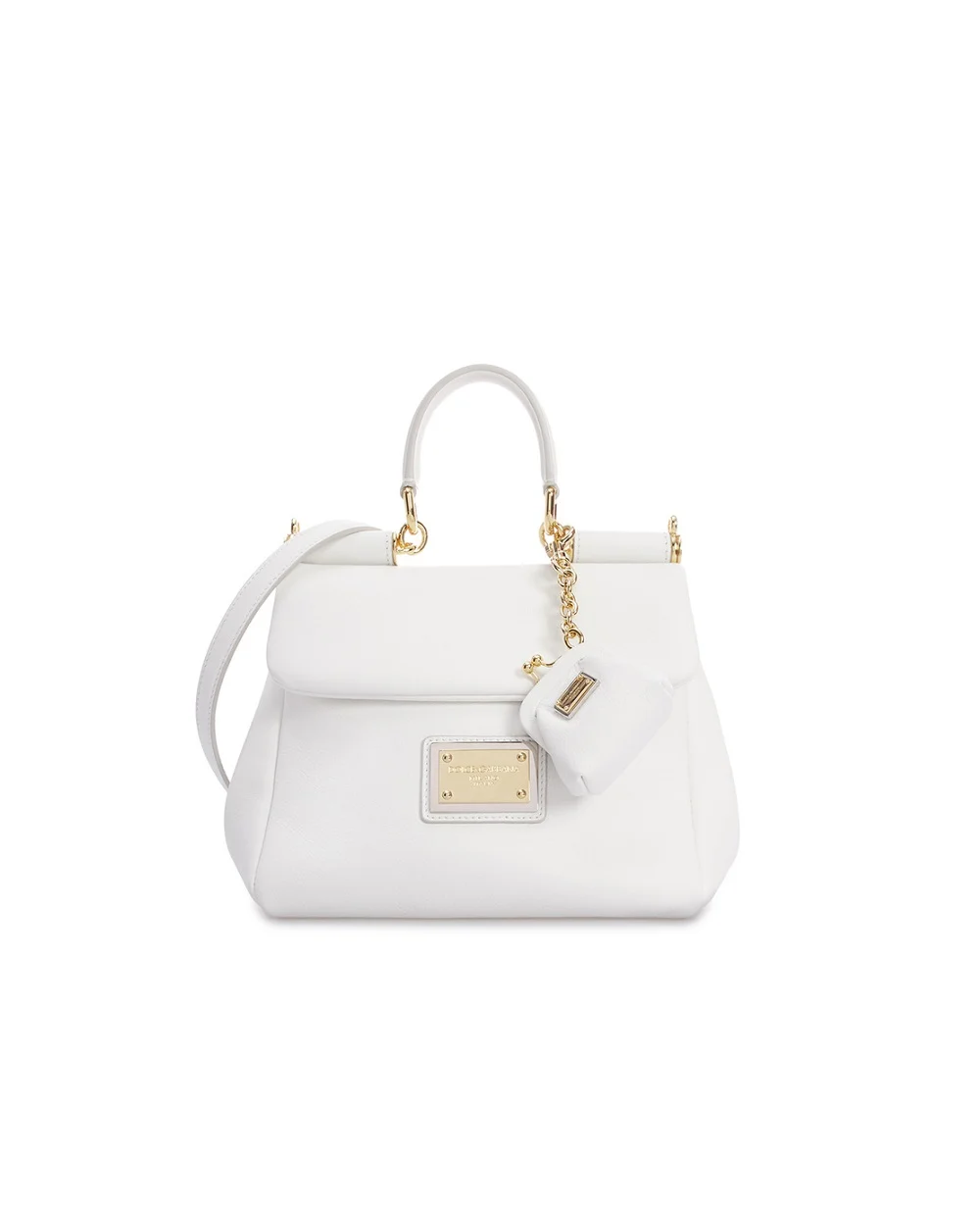 Кожаная сумка Sicily Small Dolce&Gabbana BB7400-AG642, белый цвет • Купить в интернет-магазине Kameron