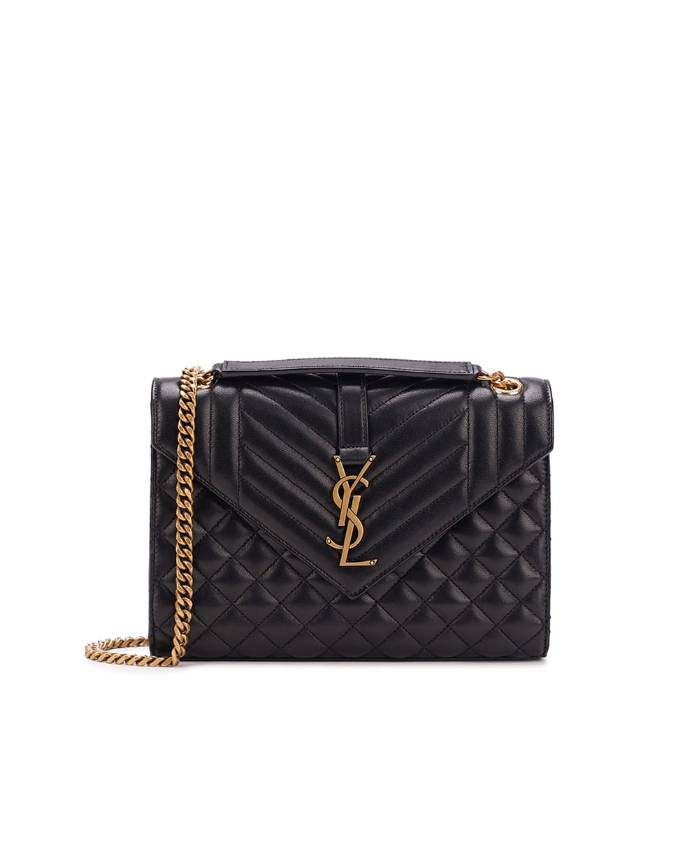 Кожаная сумка Envelope Medium Saint Laurent 600185-AACT7, черный цвет • Купить в интернет-магазине Kameron