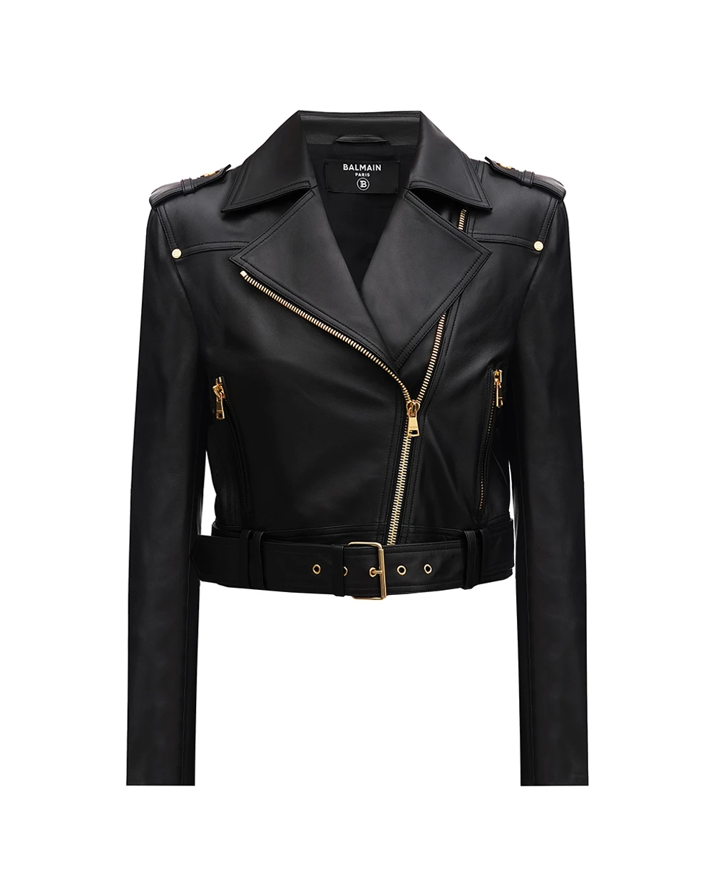 Куртка кожаная Balmain BF1TD200LB24, черный цвет • Купить в интернет-магазине Kameron