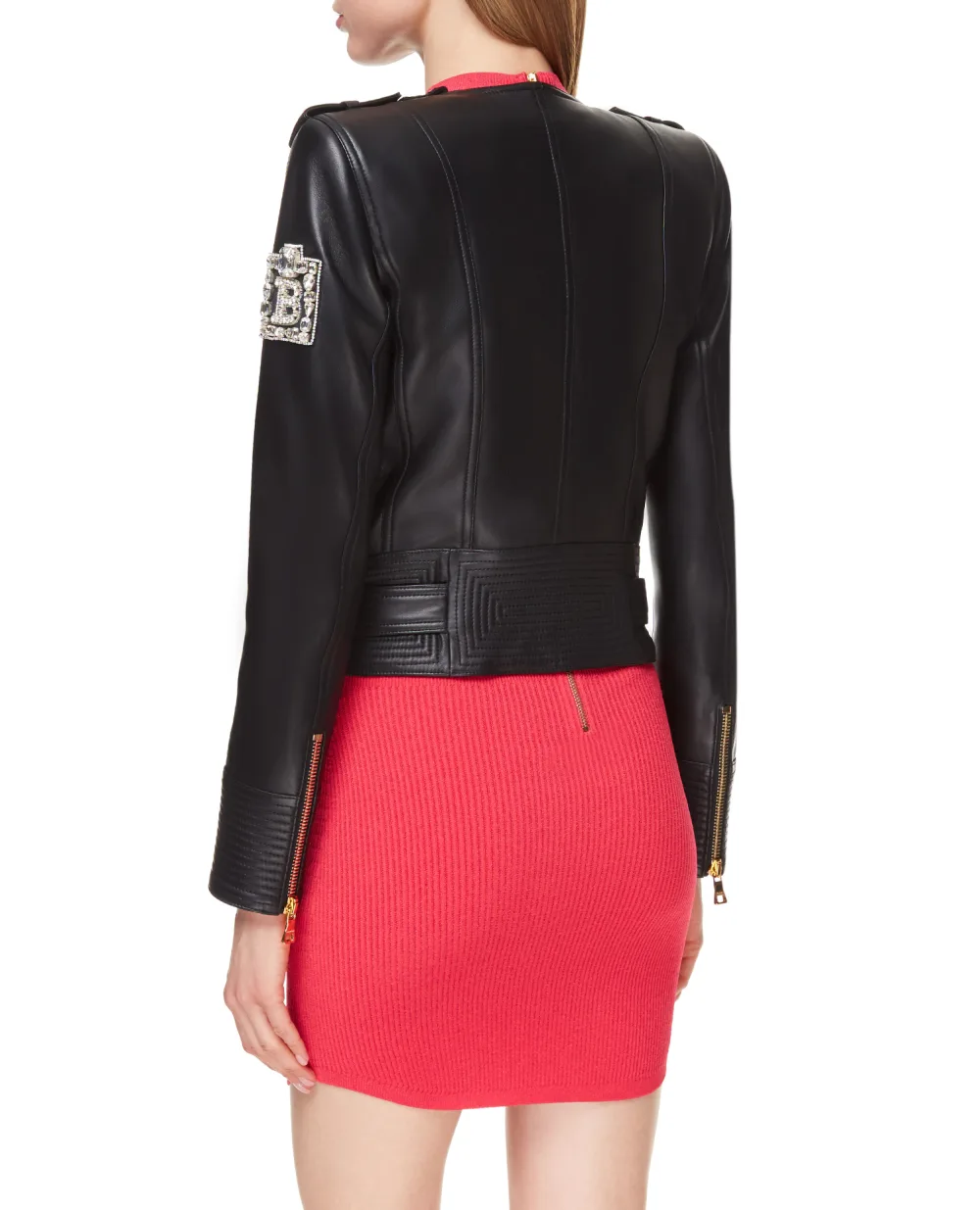 Кожаная косуха Balmain VF18253L062, черный цвет • Купить в интернет-магазине Kameron
