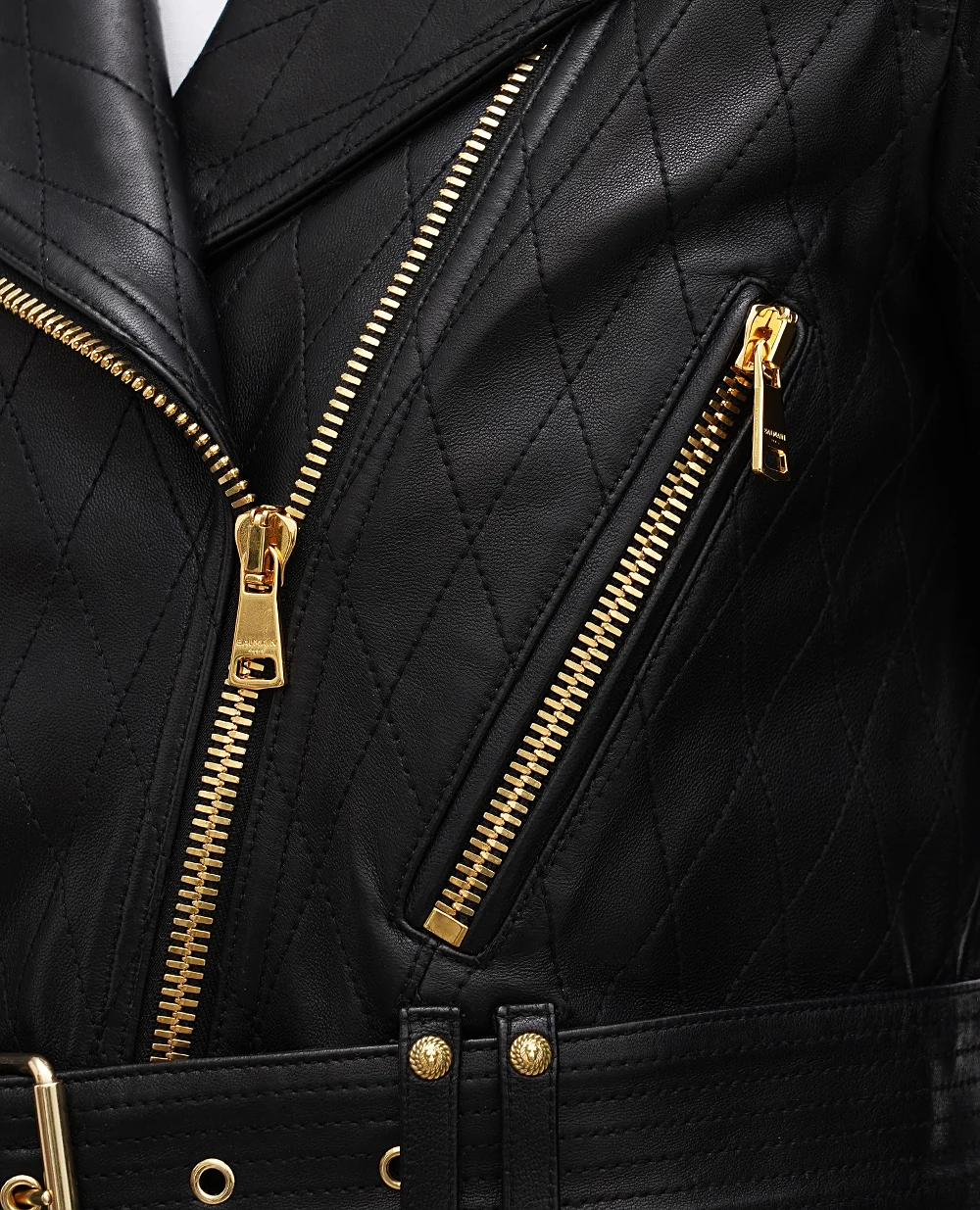 Кожаная косуха Balmain CF0TD210LD01, черный цвет • Купить в интернет-магазине Kameron