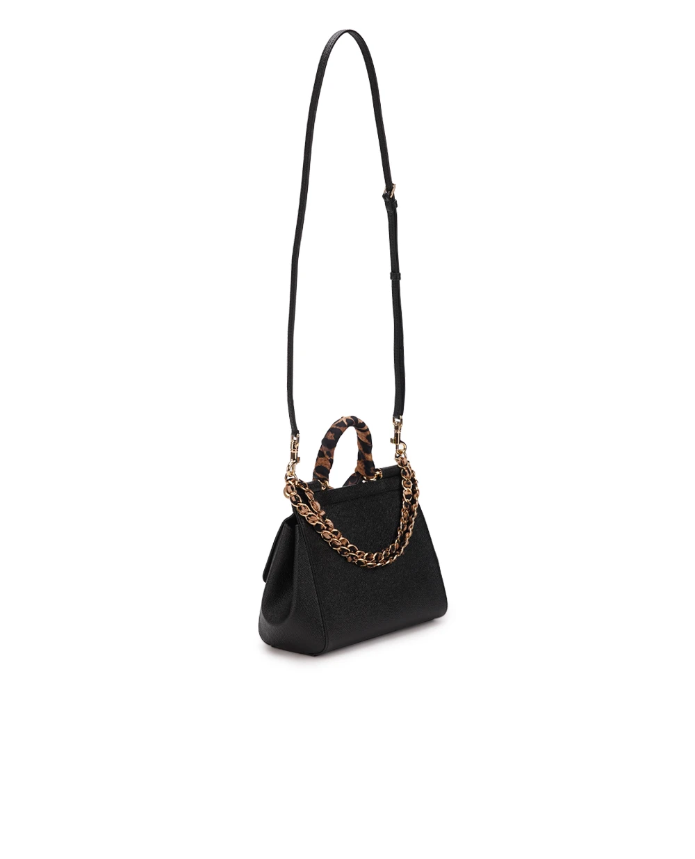 Кожаная сумка Sicily Medium Dolce&Gabbana BB6003-AY528, черный цвет • Купить в интернет-магазине Kameron