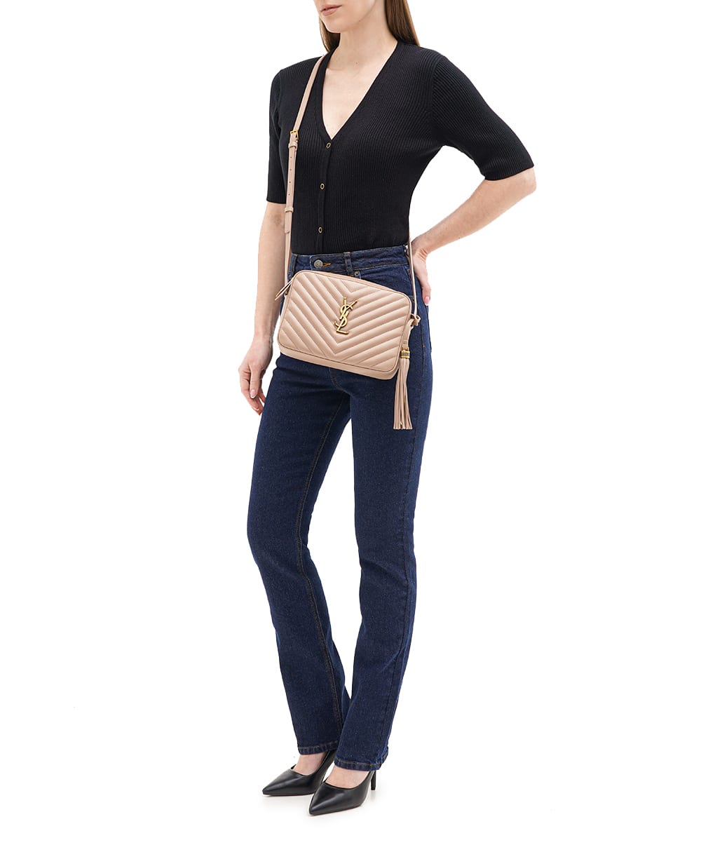 Кожаная сумка Lou Camera Bag Saint Laurent 715232-DV707, бежевый цвет • Купить в интернет-магазине Kameron