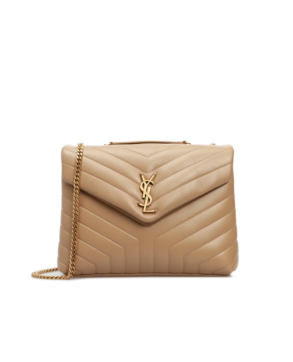 Кожаная сумка Loulou Medium Saint Laurent 574946-DV727-, бежевый цвет • Купить в интернет-магазине Kameron