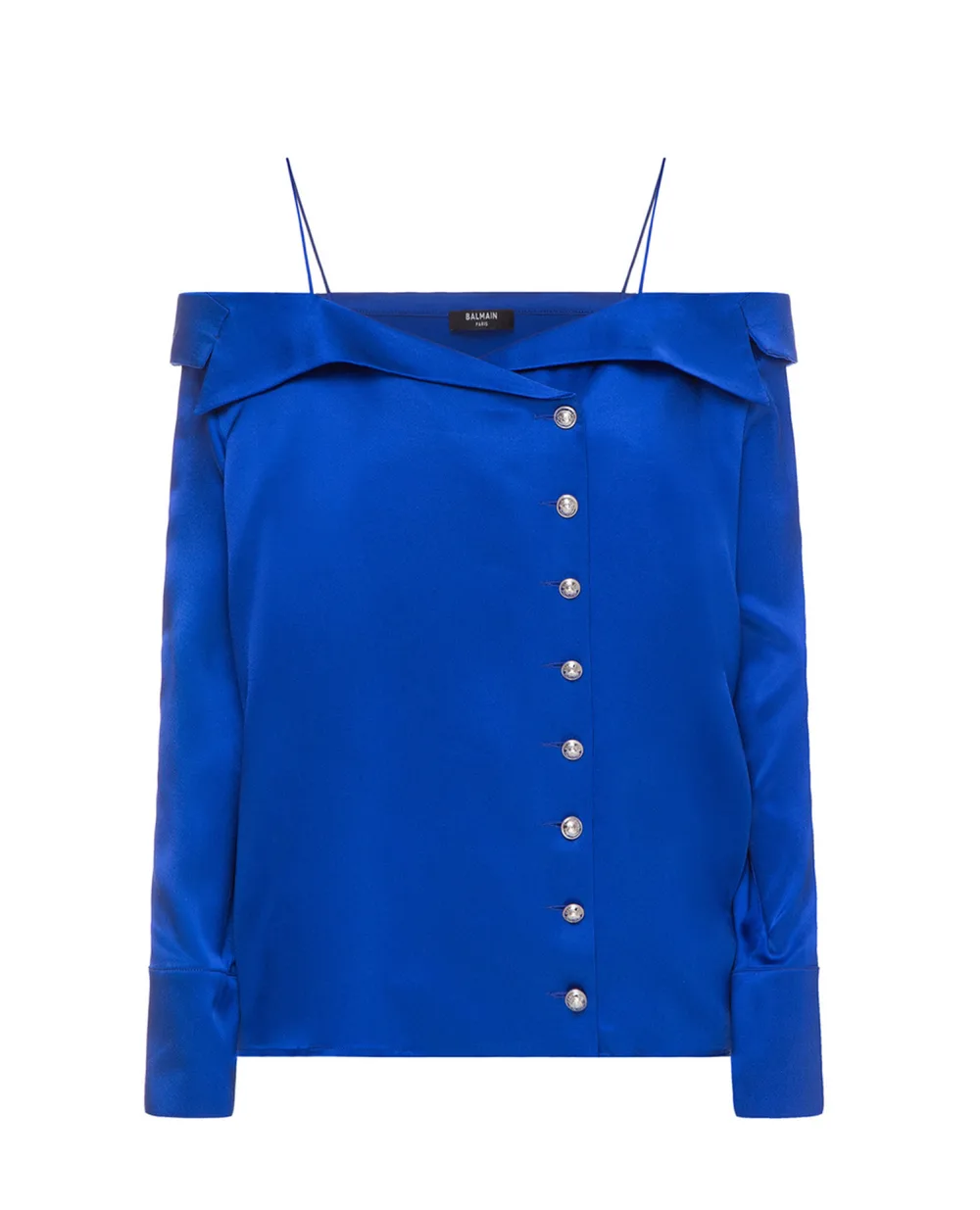 Шовкова блуза Balmain TF02676111S, синій колір • Купити в інтернет-магазині Kameron