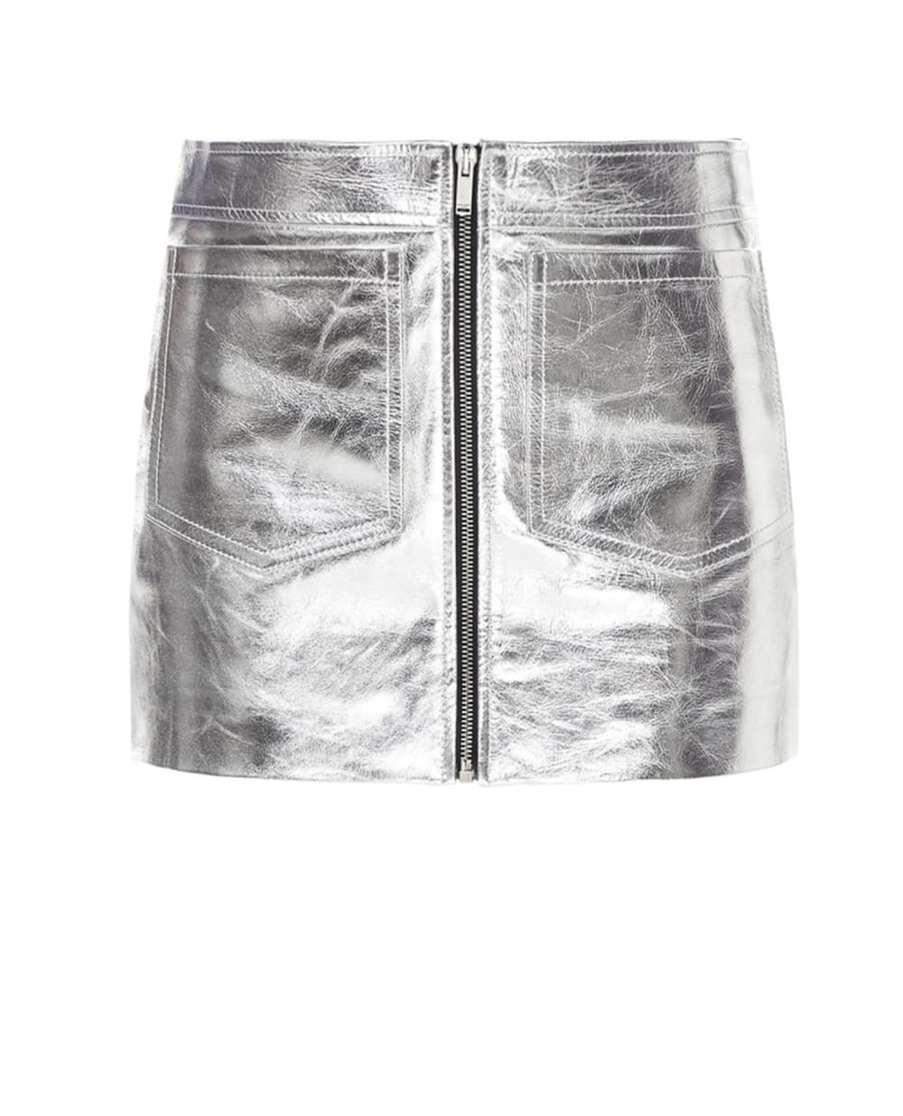 Кожаная юбка Saint Laurent 668990-YC2XP, серебряный цвет • Купить в интернет-магазине Kameron