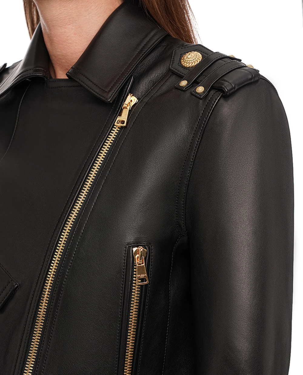 Куртка кожаная Balmain CF1TD205LC62, черный цвет • Купить в интернет-магазине Kameron