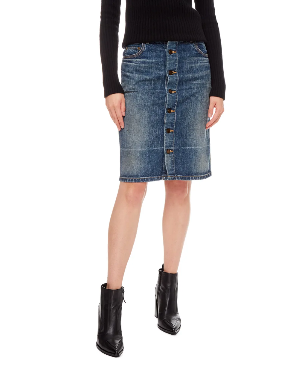 Джинсовая юбка Saint Laurent 663874-Y945Q, синий цвет • Купить в интернет-магазине Kameron