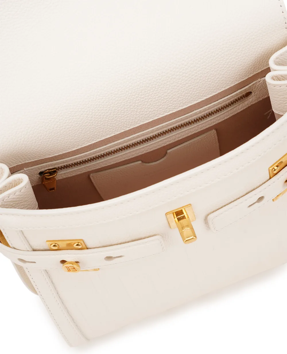 Кожаная сумка B-Buzz 23 Balmain CN1DB530LPGE, белый цвет • Купить в интернет-магазине Kameron