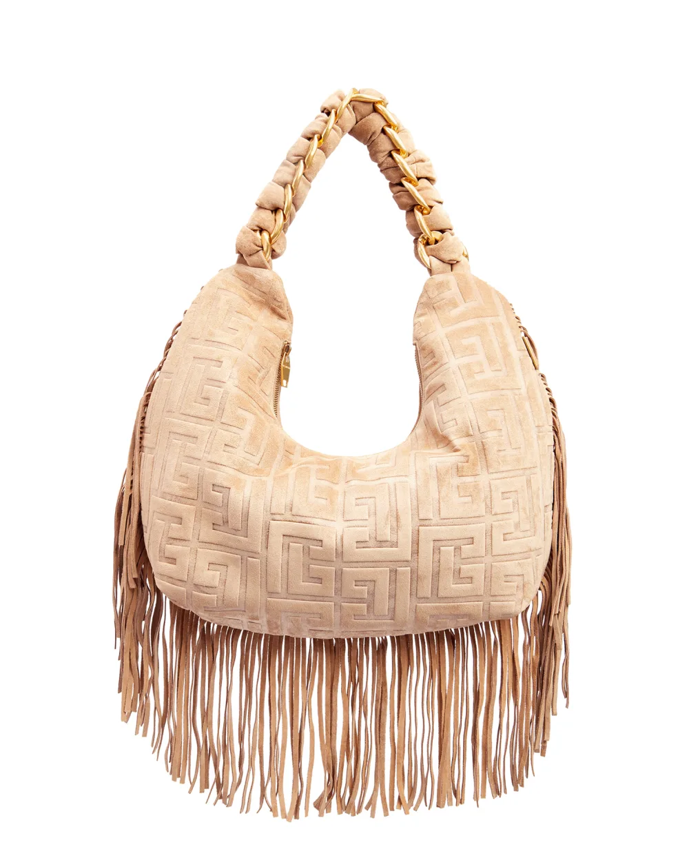 Замшевая сумка Pillow Hobo Balmain XN1DE709LDCR, бежевый цвет • Купить в интернет-магазине Kameron