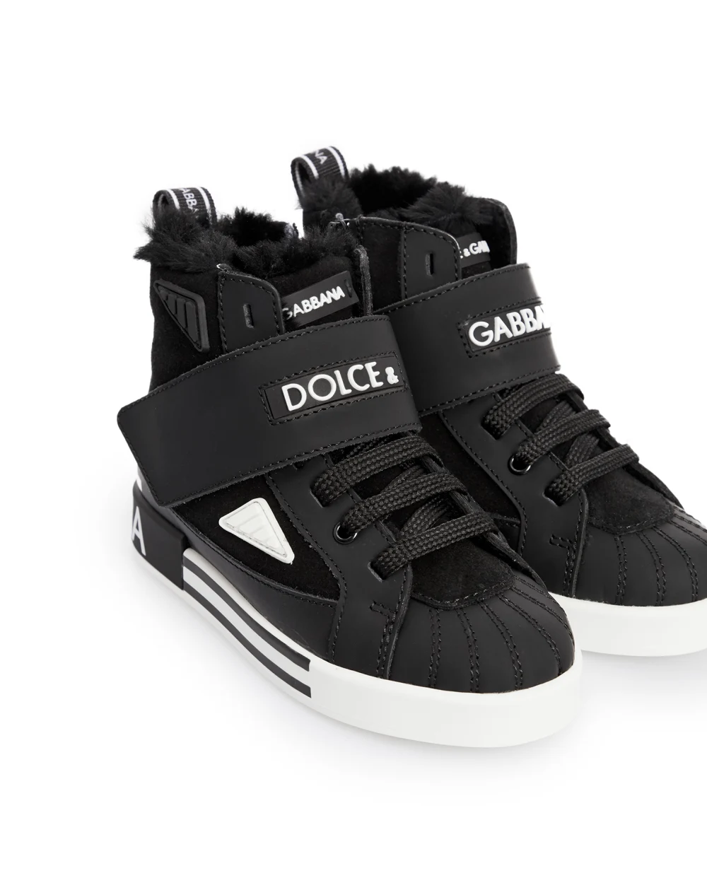 Кожаные хайтопы Dolce&Gabbana Kids DA0980-AO527-S, черный цвет • Купить в интернет-магазине Kameron