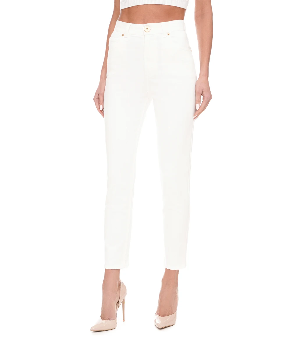 Джинси Balmain CF1MG007DB69, білий колір • Купити в інтернет-магазині Kameron