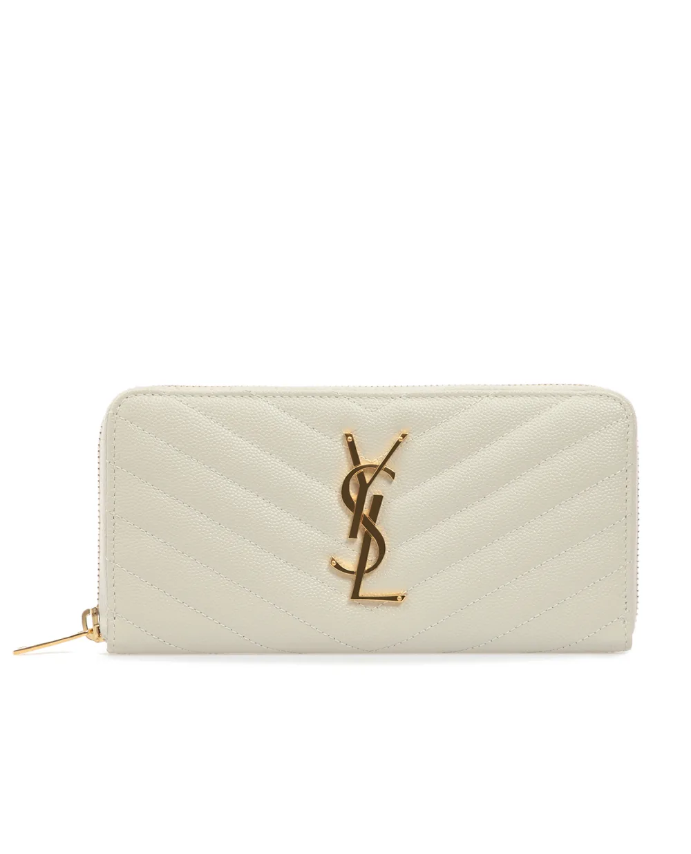 Кожаный кошелек Monogram Saint Laurent 358094-BOW01-SS19, белый цвет • Купить в интернет-магазине Kameron