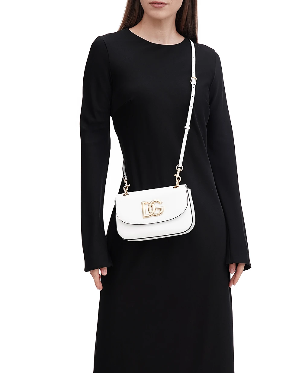 Кожаная сумка 3.5 Dolce&Gabbana BB7034-AW576, белый цвет • Купить в интернет-магазине Kameron