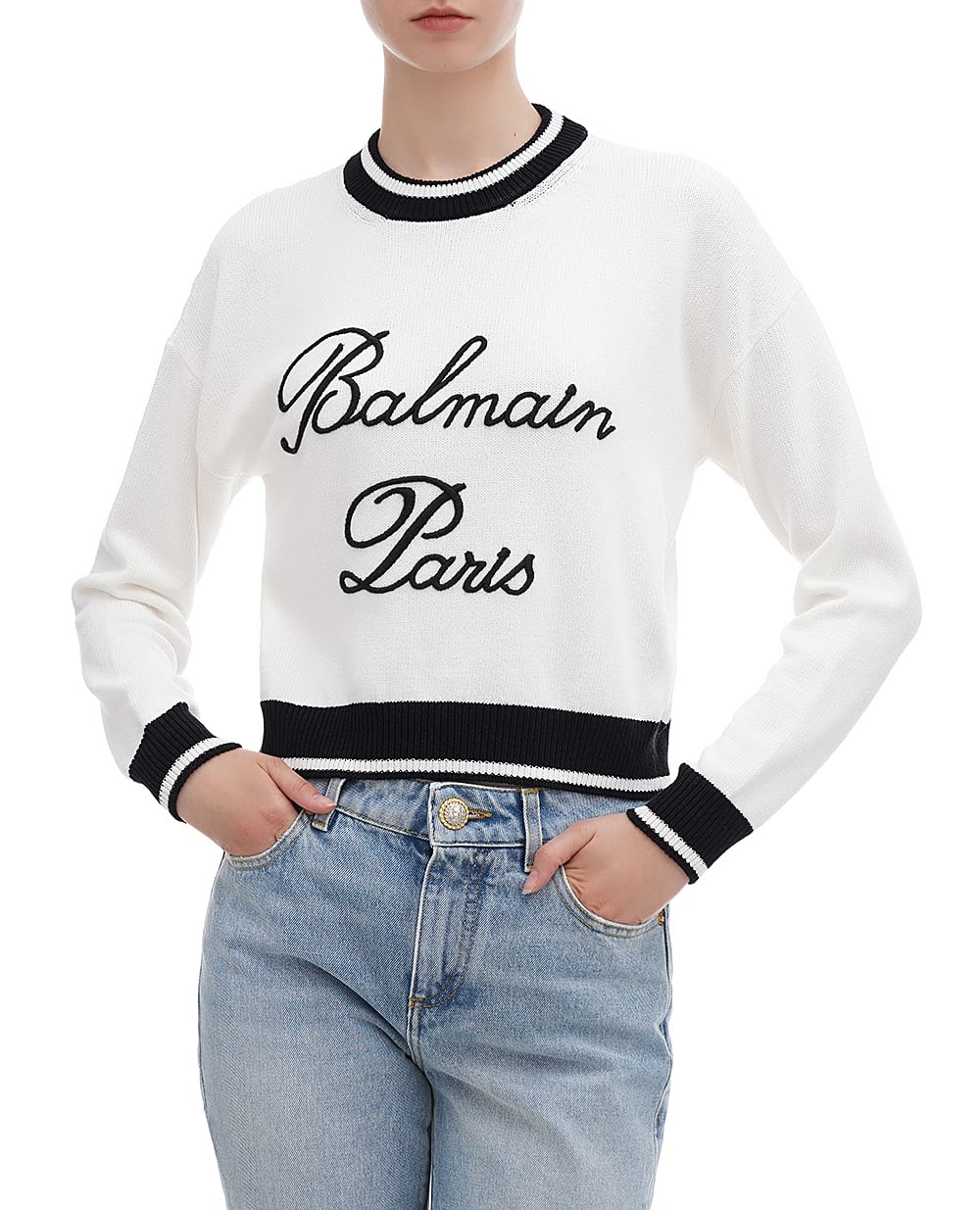 Джемпер Balmain DF1KA002KG48, белый цвет • Купить в интернет-магазине Kameron