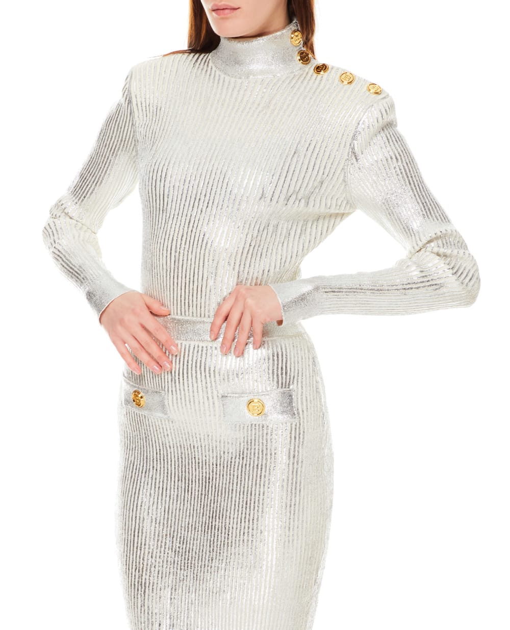 Шерстяной гольф Balmain WF0KF005K314, серебряный цвет • Купить в интернет-магазине Kameron