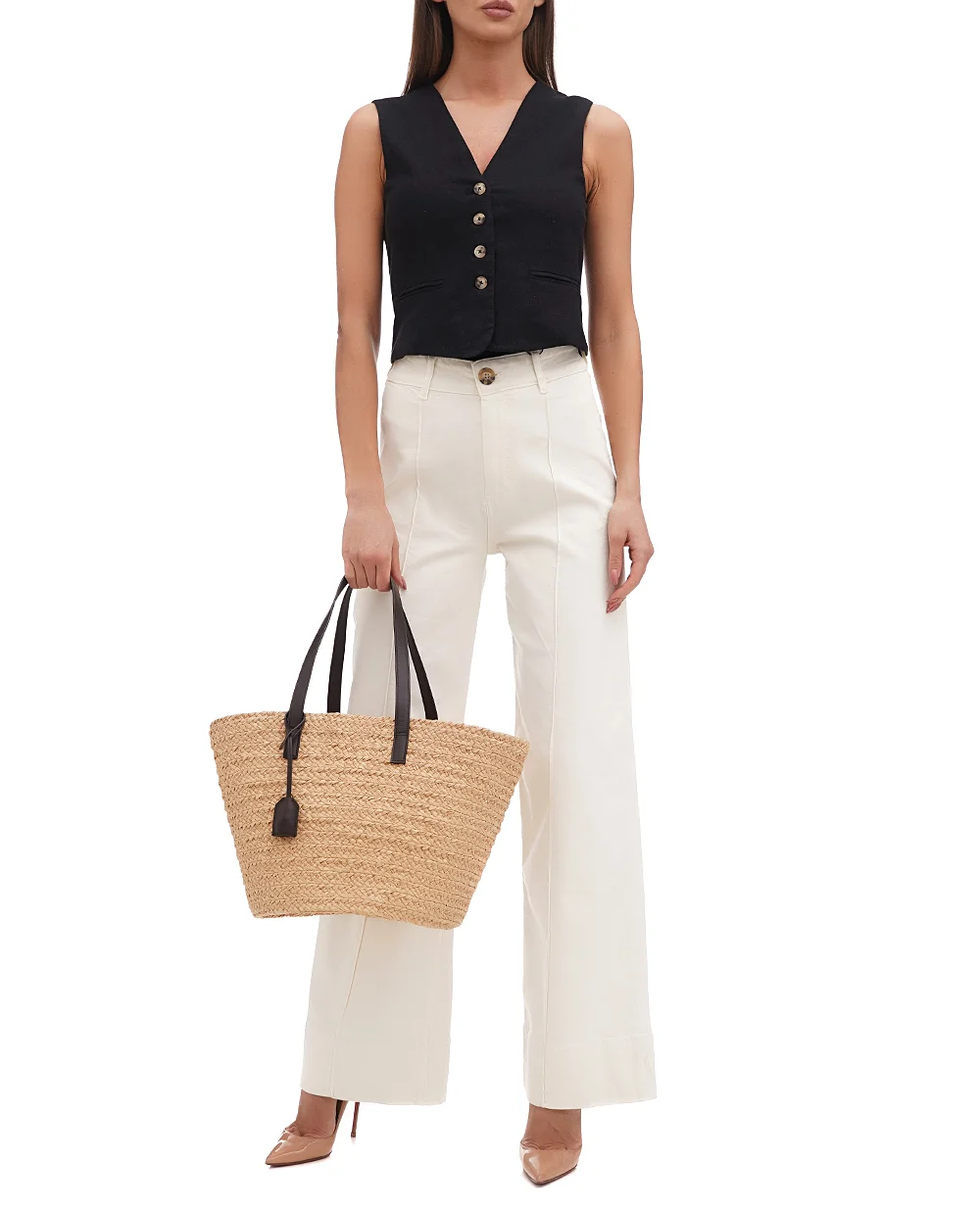 Сумка Panier Tote Bag Saint Laurent 693242-GQTHJ, бежевый цвет • Купить в интернет-магазине Kameron