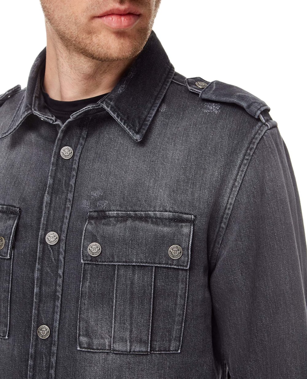 Джинсовая рубашка Balmain XH1HC030DB92, черный цвет • Купить в интернет-магазине Kameron