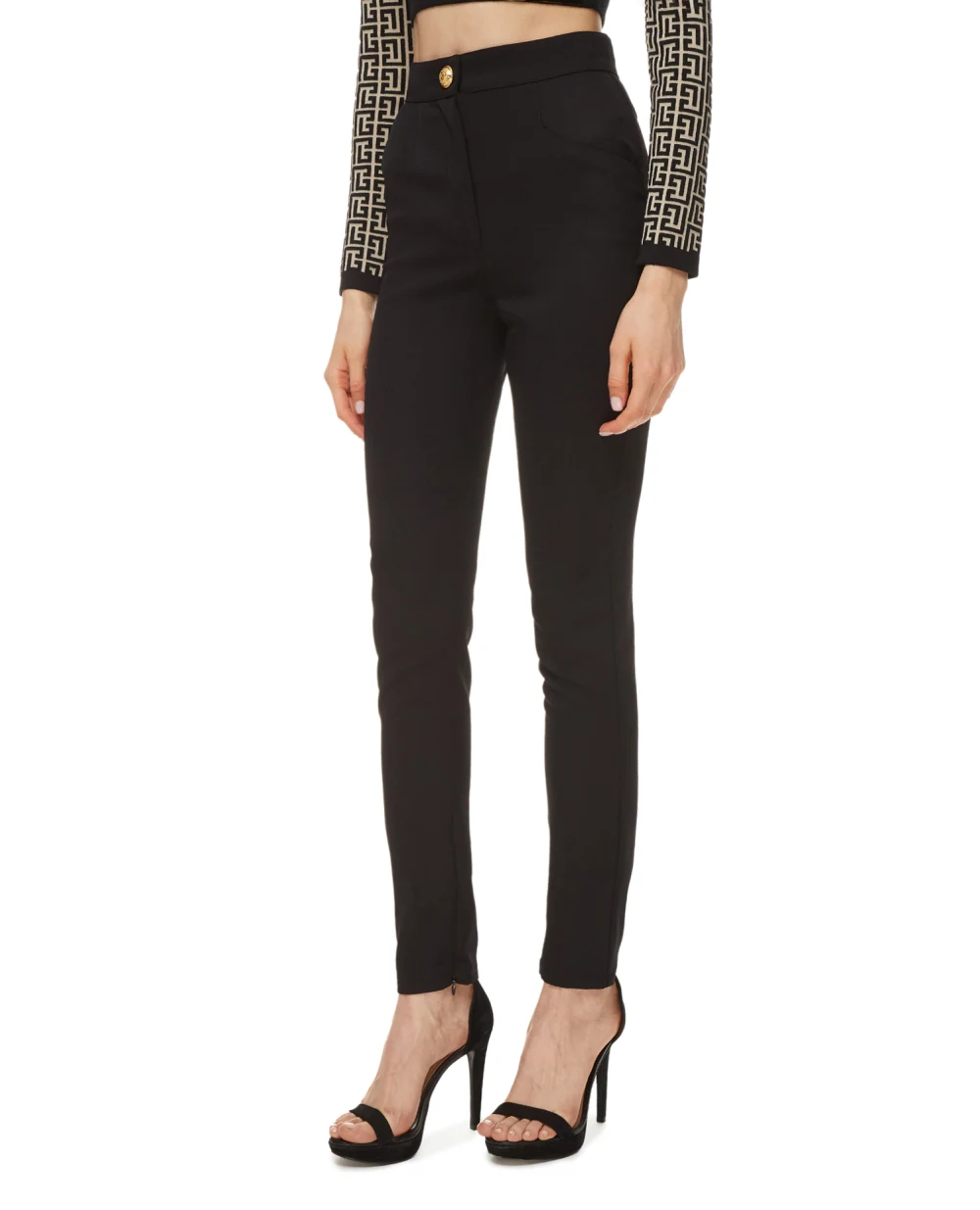 Шерстяные брюки Balmain VF0PD010W097, черный цвет • Купить в интернет-магазине Kameron
