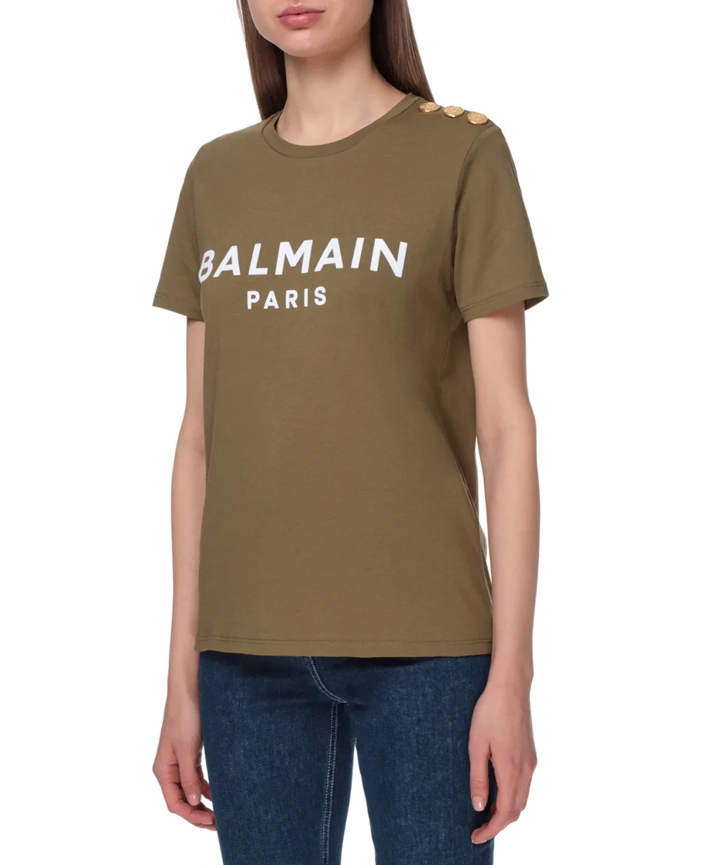 Футболка Balmain VF11350B012, зеленый цвет • Купить в интернет-магазине Kameron