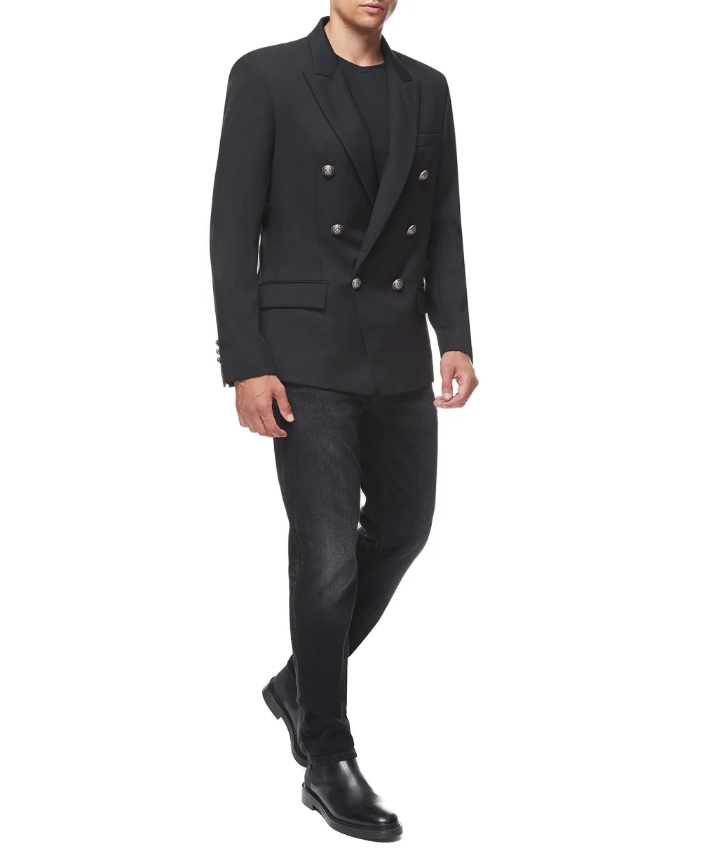 Шерстяной пиджак Balmain WH0SG010W074, черный цвет • Купить в интернет-магазине Kameron