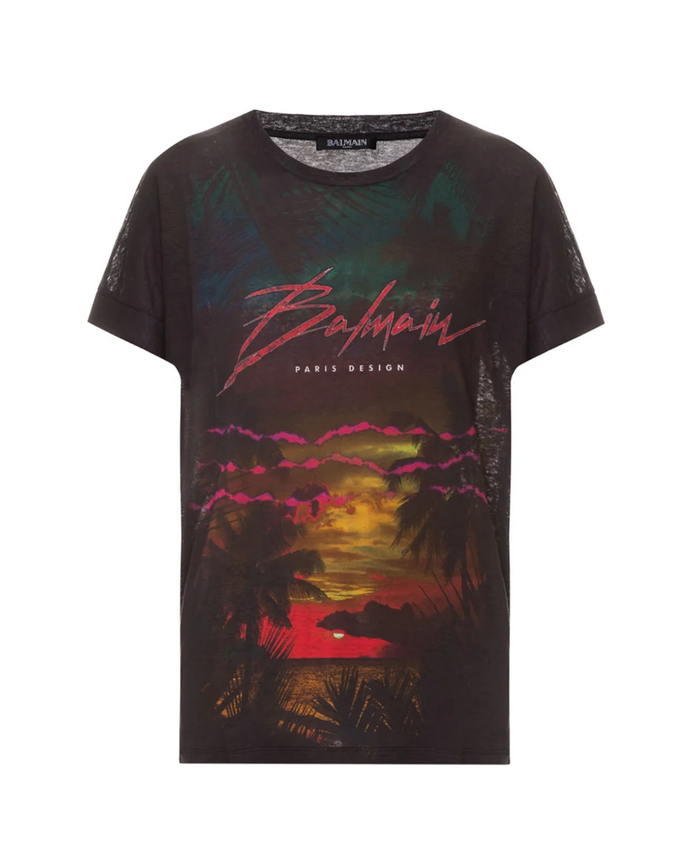 Льняная футболка Balmain RF11122I061, черный цвет • Купить в интернет-магазине Kameron