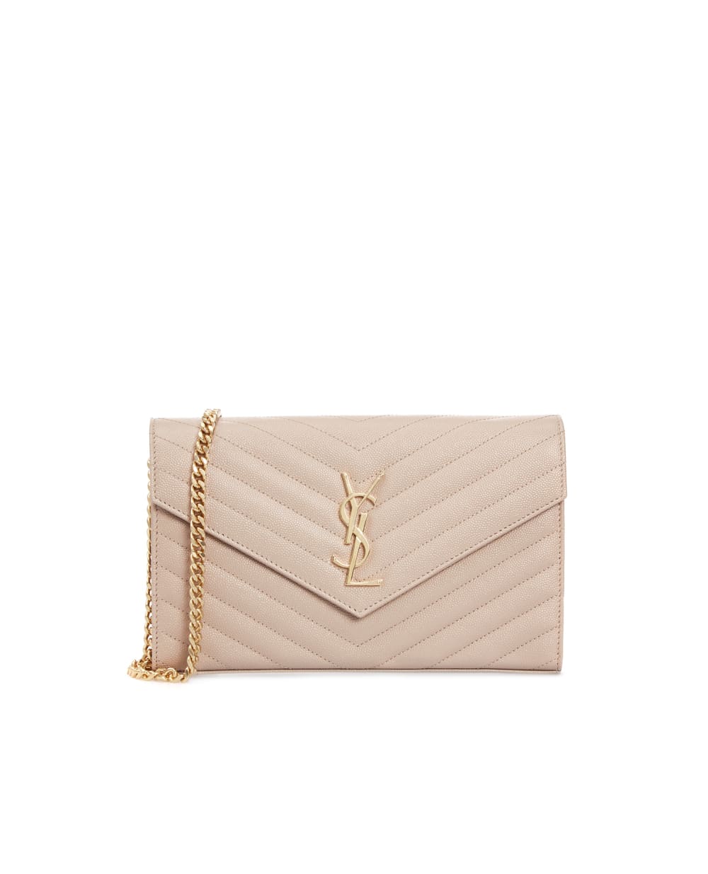 Кожаная сумка Cassandre Chain Wallet Saint Laurent 377828-BOW01, бежевый цвет • Купить в интернет-магазине Kameron