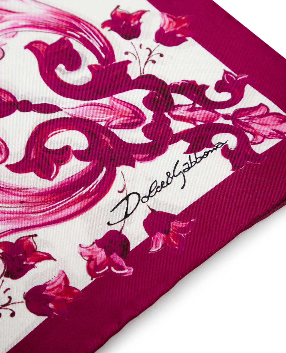 Платок из шелка с принтом майолики Dolce&Gabbana FN092R-GDAOY, белый цвет • Купить в интернет-магазине Kameron