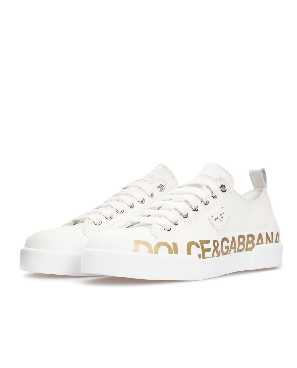 Кожаные кеды Dolce&Gabbana CK1886-AO515, белый цвет • Купить в интернет-магазине Kameron