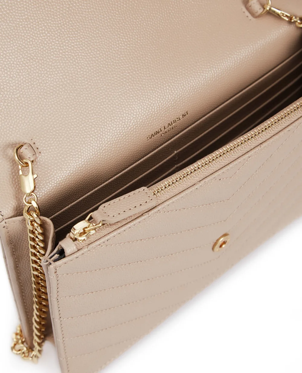 Кожаная сумка Envelope Saint Laurent 393953-BOW01-, бежевый цвет • Купить в интернет-магазине Kameron