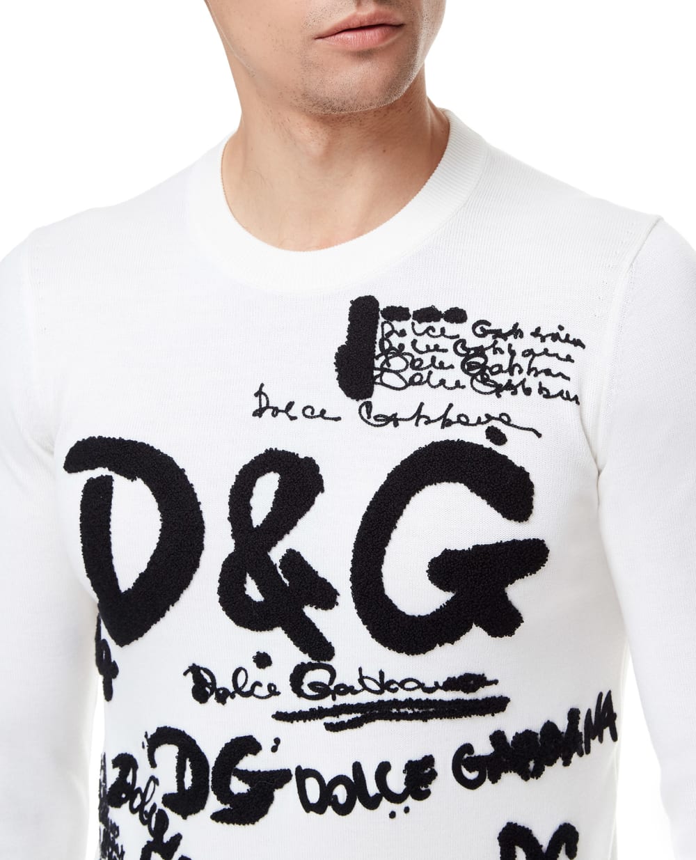 Шерстяной джемпер Dolce&Gabbana GX512Z-JBVE1, белый цвет • Купить в интернет-магазине Kameron