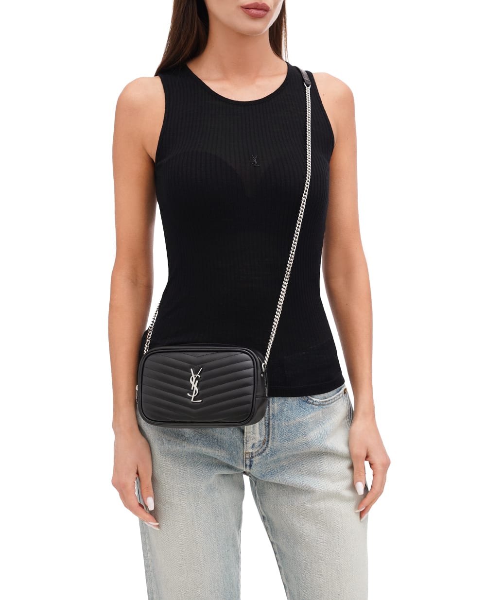 Кожаная сумка Lou Mini Saint Laurent 748849-DV702, черный цвет • Купить в интернет-магазине Kameron