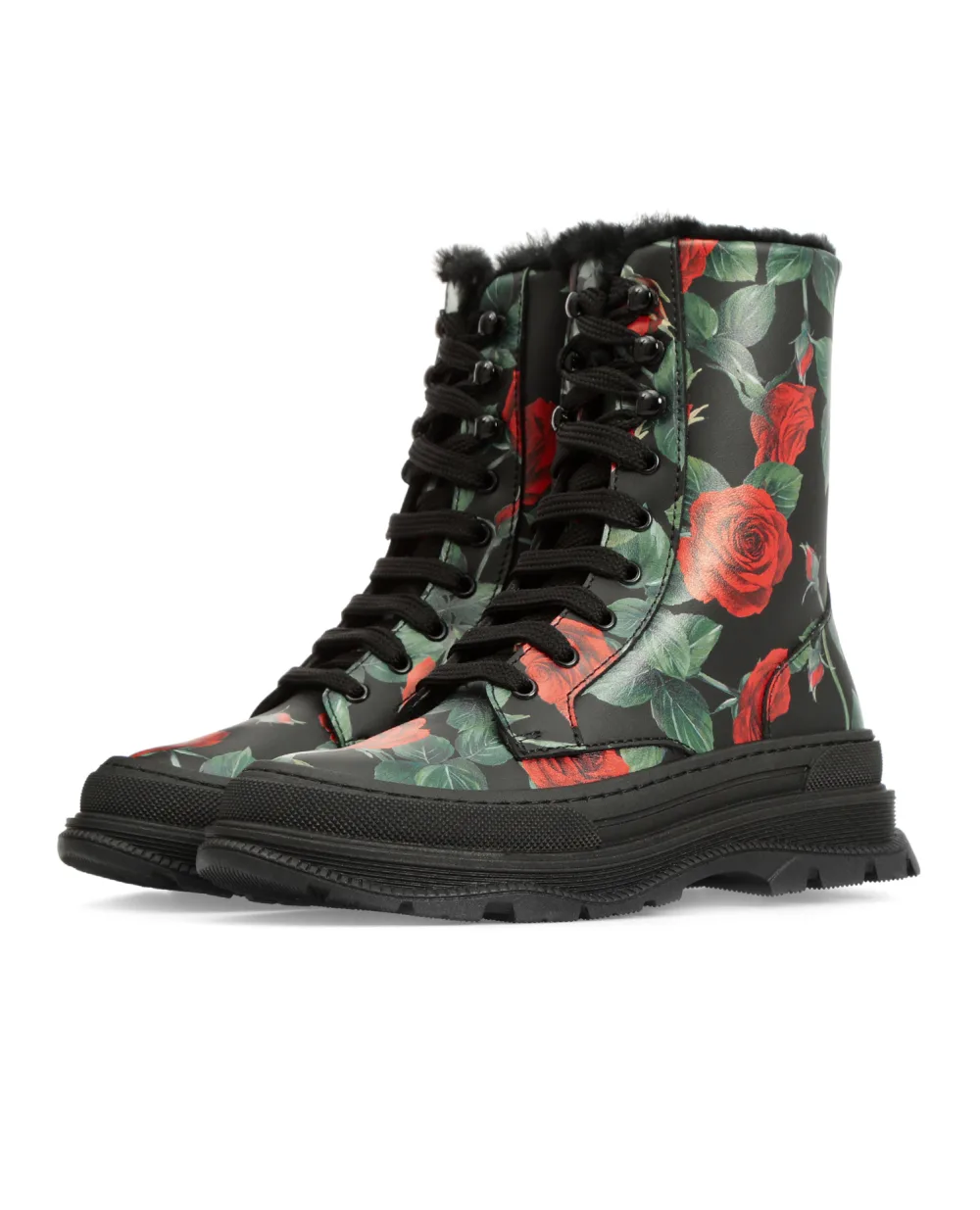 Детские кожаные ботинки Dolce&Gabbana Kids D11057-AQ415-M, черный цвет • Купить в интернет-магазине Kameron