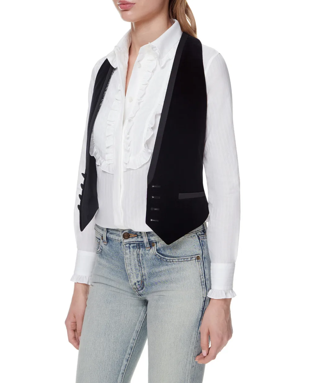 Велюровый жилет Saint Laurent 667590-Y615W, черный цвет • Купить в интернет-магазине Kameron