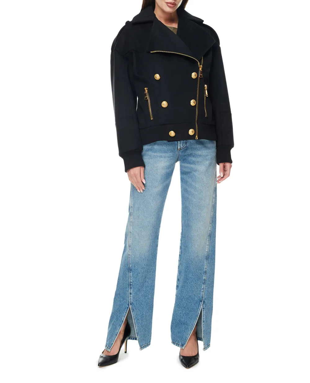 Шерстяное пальто Balmain AF1UA060WB72, черный цвет • Купить в интернет-магазине Kameron