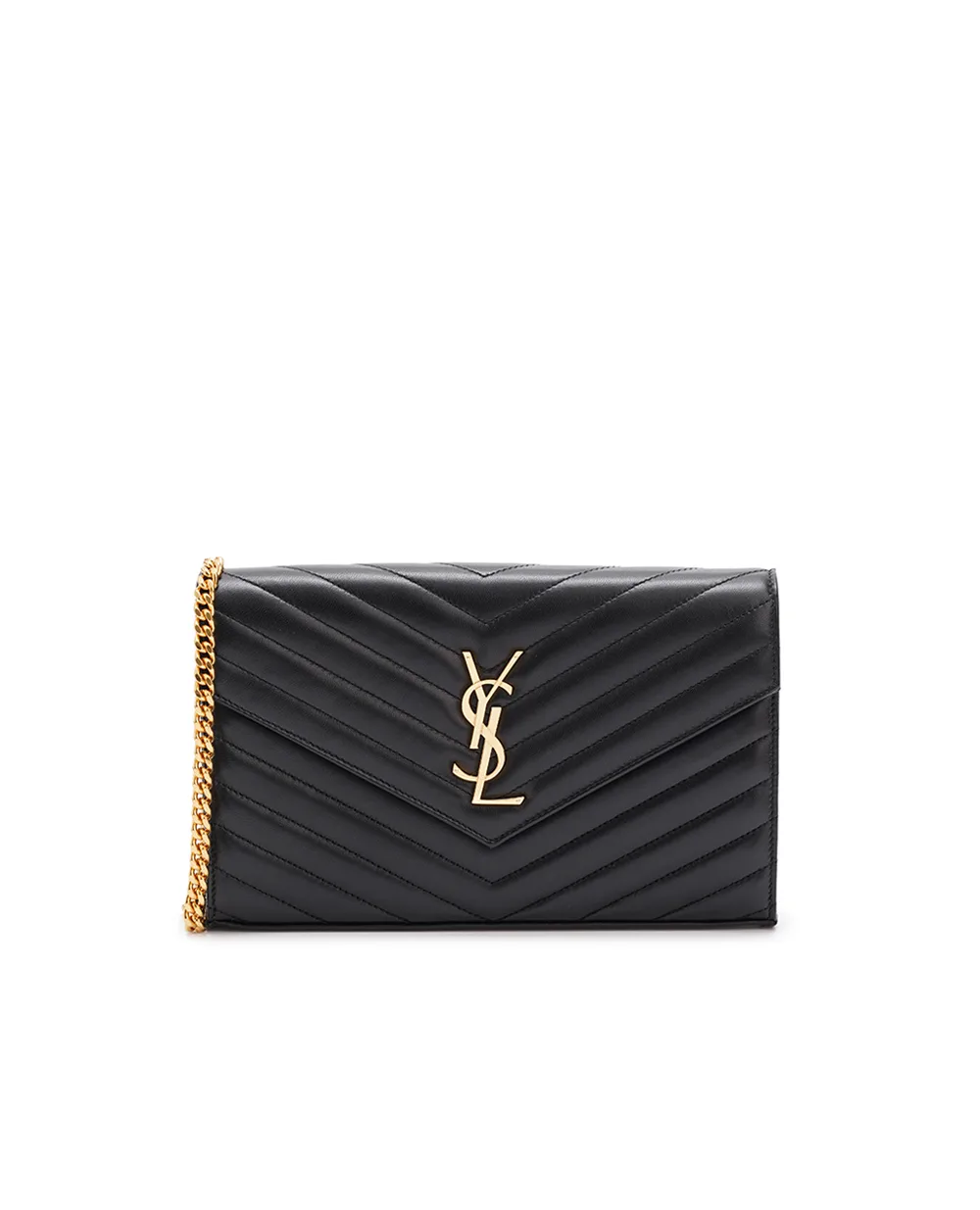 Кожанная сумка Cassandre Chain Wallet Saint Laurent 377828-AAA44, черный цвет • Купить в интернет-магазине Kameron