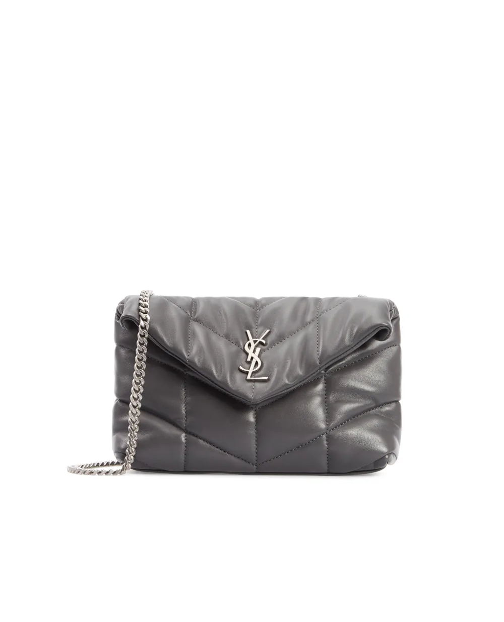 Кожаная сумка Puffer mini Saint Laurent 620333-1EL00-, серый цвет • Купить в интернет-магазине Kameron