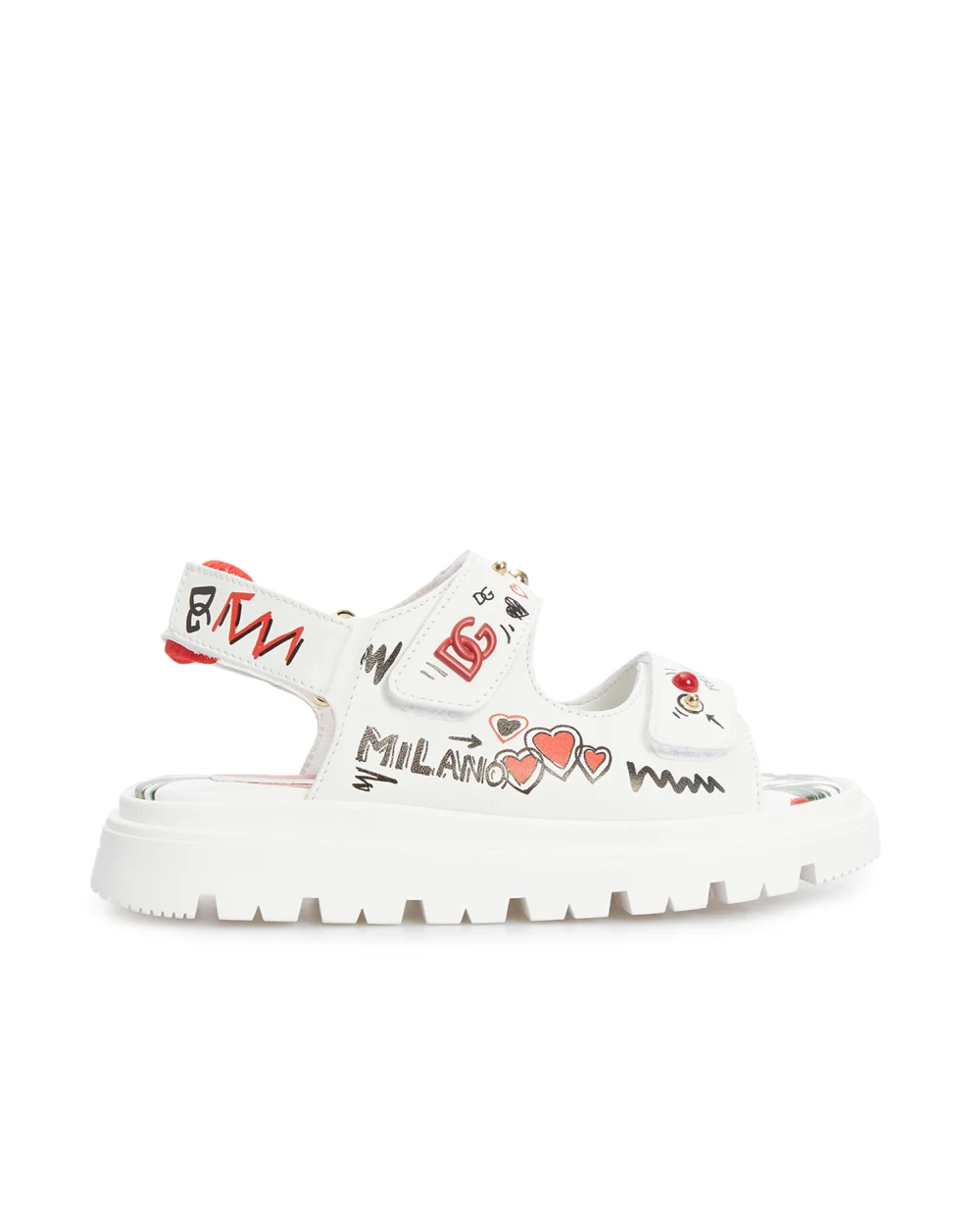 Детские кожаные сандалии Dolce&Gabbana Kids D11127-AS128-M, белый цвет • Купить в интернет-магазине Kameron