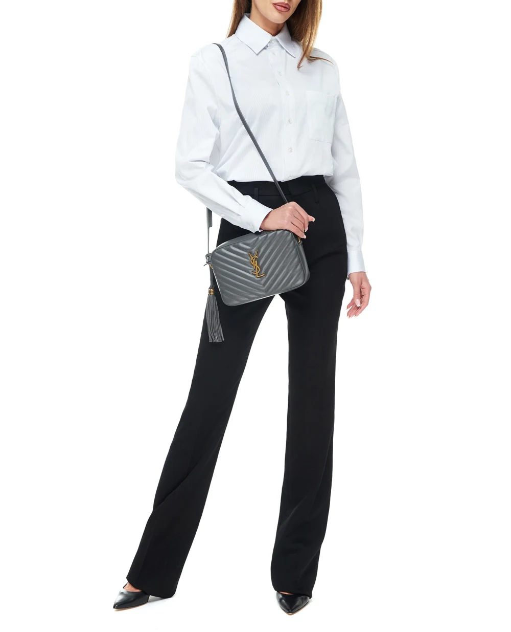 Кожаная сумка Lou Camera Bag Saint Laurent 715232-DV707, серый цвет • Купить в интернет-магазине Kameron