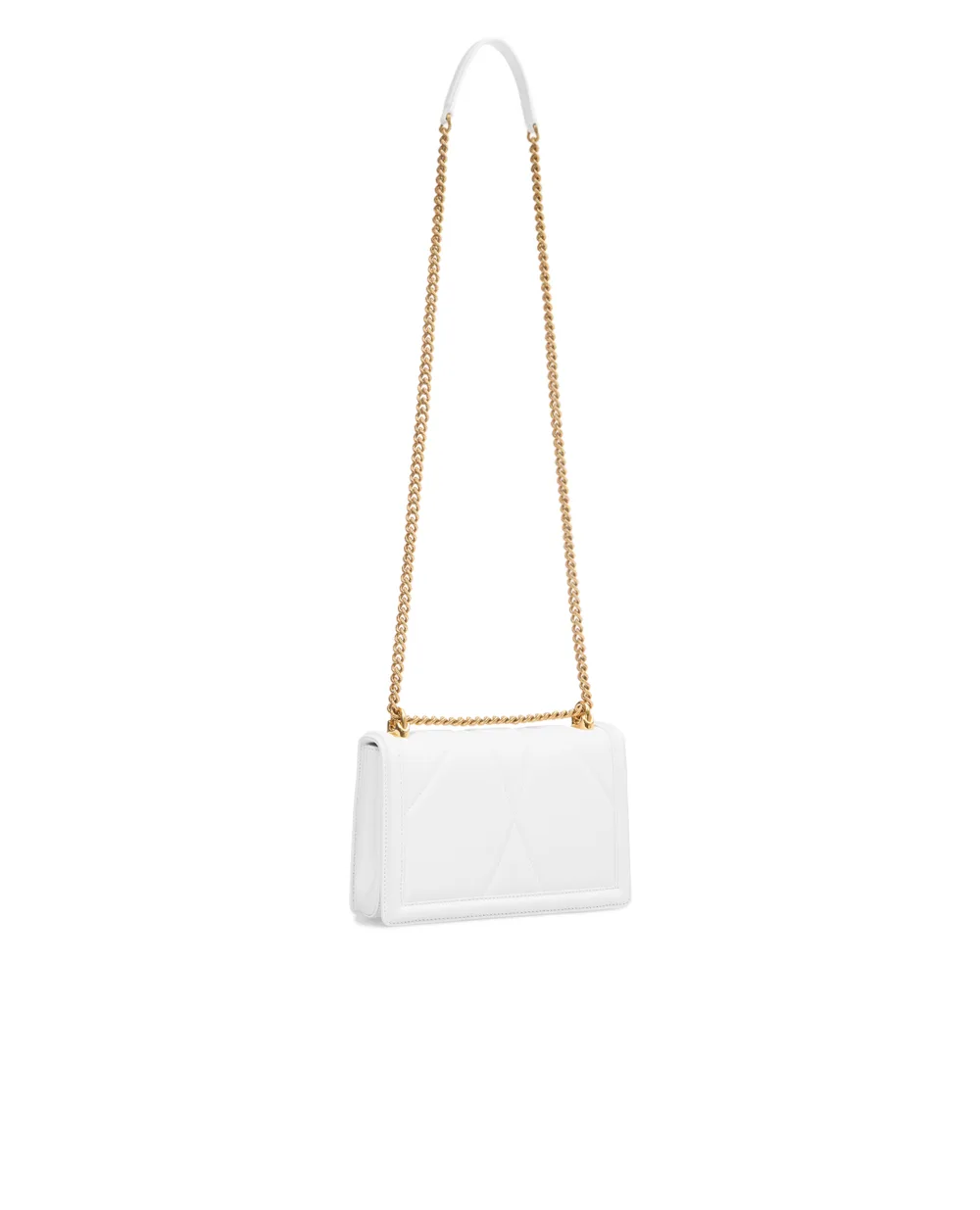 Кожаная сумка Devotion Medium Dolce&Gabbana BB6652-AV967, белый цвет • Купить в интернет-магазине Kameron