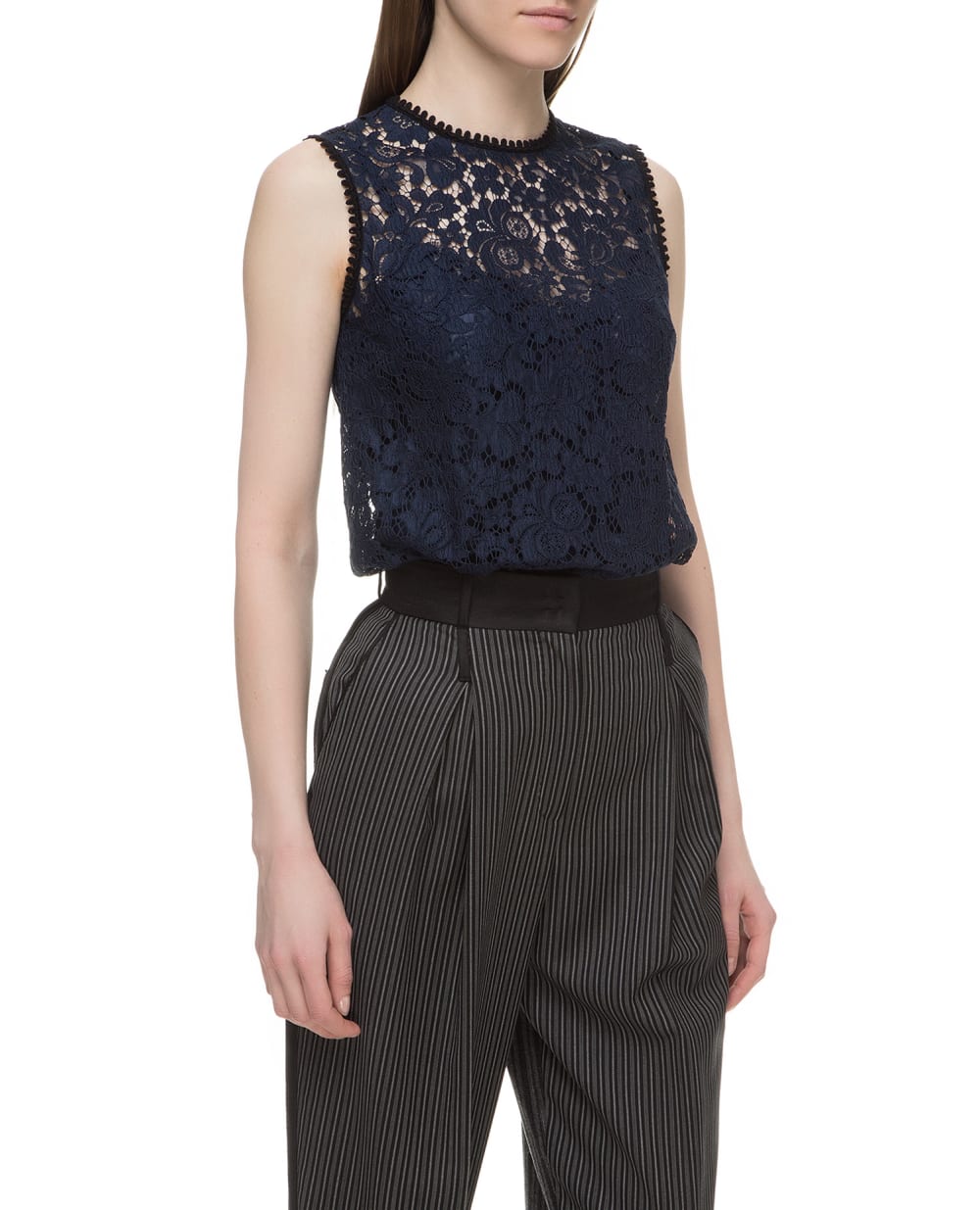 Кружевной топ Dolce&Gabbana F7ZG4T-FLM55, синий цвет • Купить в интернет-магазине Kameron