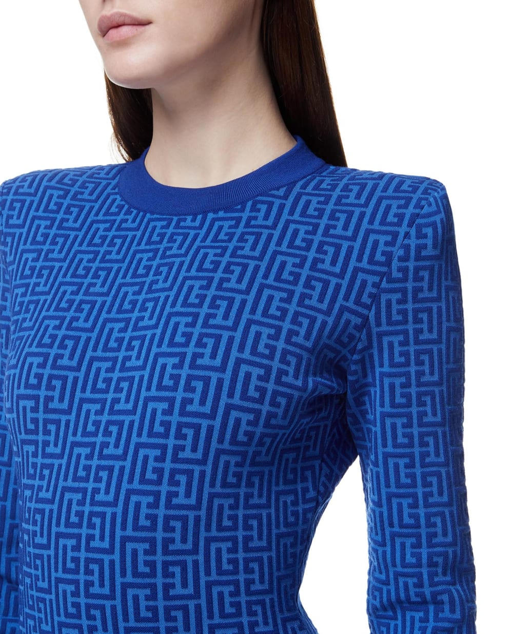 Шерстяное платье Balmain XF1R8072KB02, синий цвет • Купить в интернет-магазине Kameron