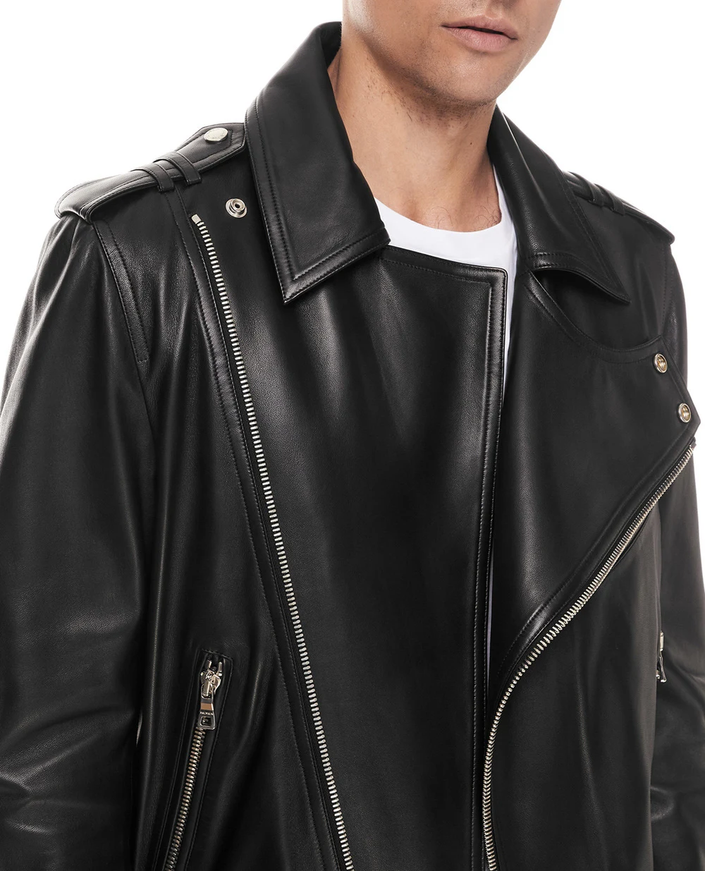 Кожаная косуха Balmain WH1TD055L115, черный цвет • Купить в интернет-магазине Kameron