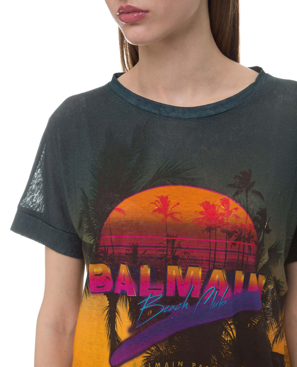 Лляна футболка Balmain RF11126I071, чорний колір • Купити в інтернет-магазині Kameron