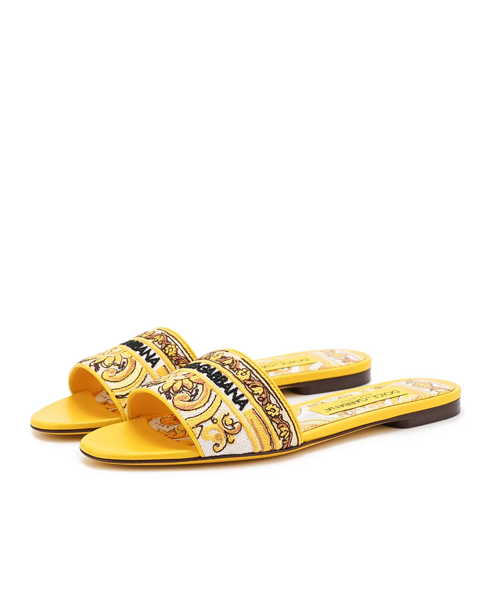 Мюли с вышивкой Dolce&Gabbana CQ0571-AV804, желтый цвет • Купить в интернет-магазине Kameron