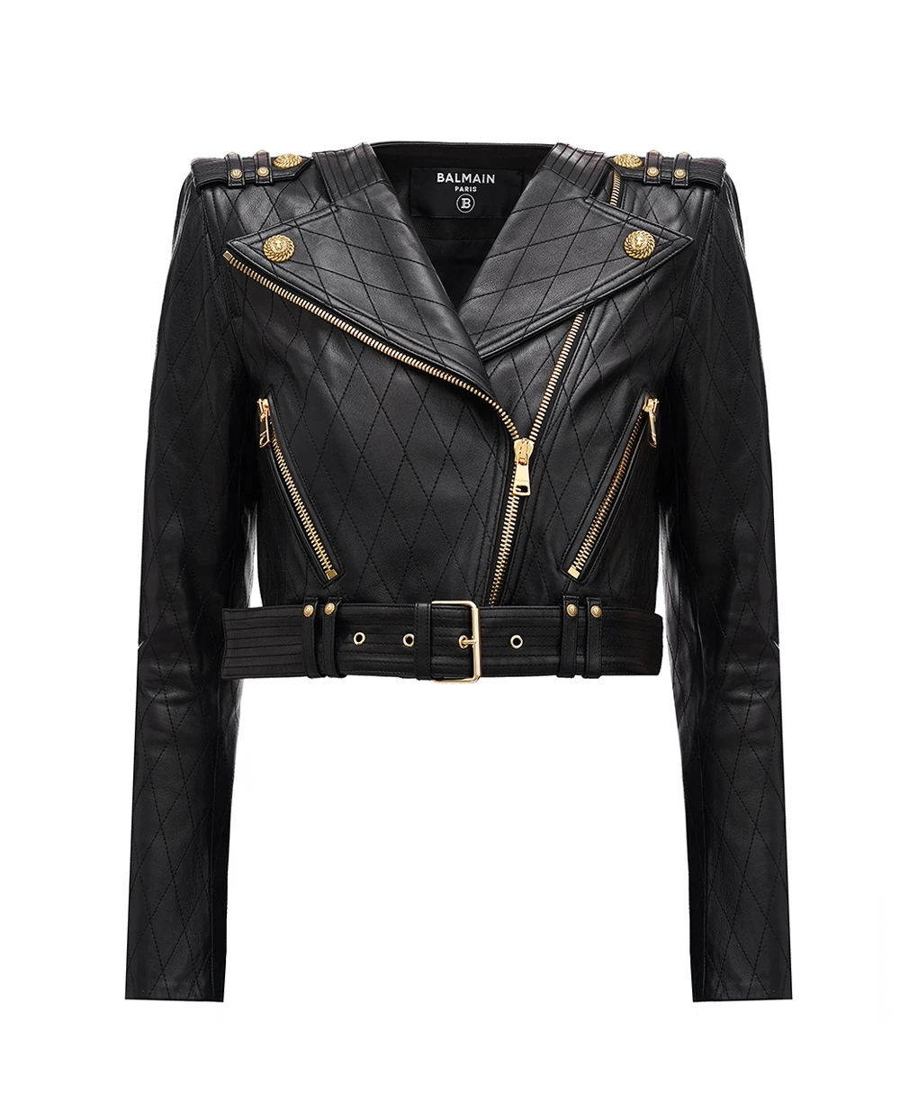 Кожаная косуха Balmain CF0TD210LD01, черный цвет • Купить в интернет-магазине Kameron