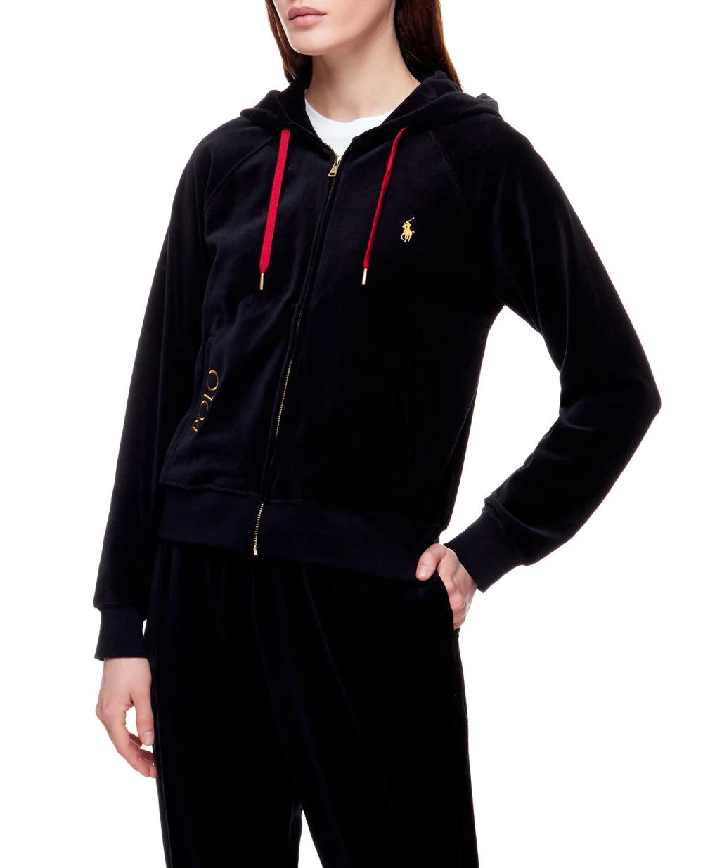 Велюровое худи Polo Ralph Lauren 211857288001, черный цвет • Купить в интернет-магазине Kameron