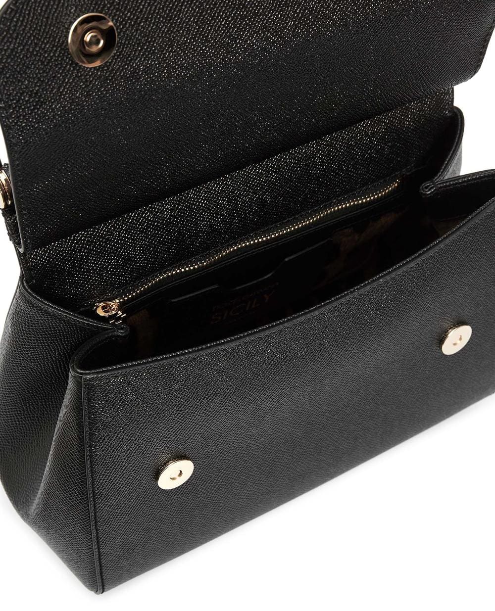 Кожаная сумка Sicily Large Dolce&Gabbana BB6002-A1001, черный цвет • Купить в интернет-магазине Kameron