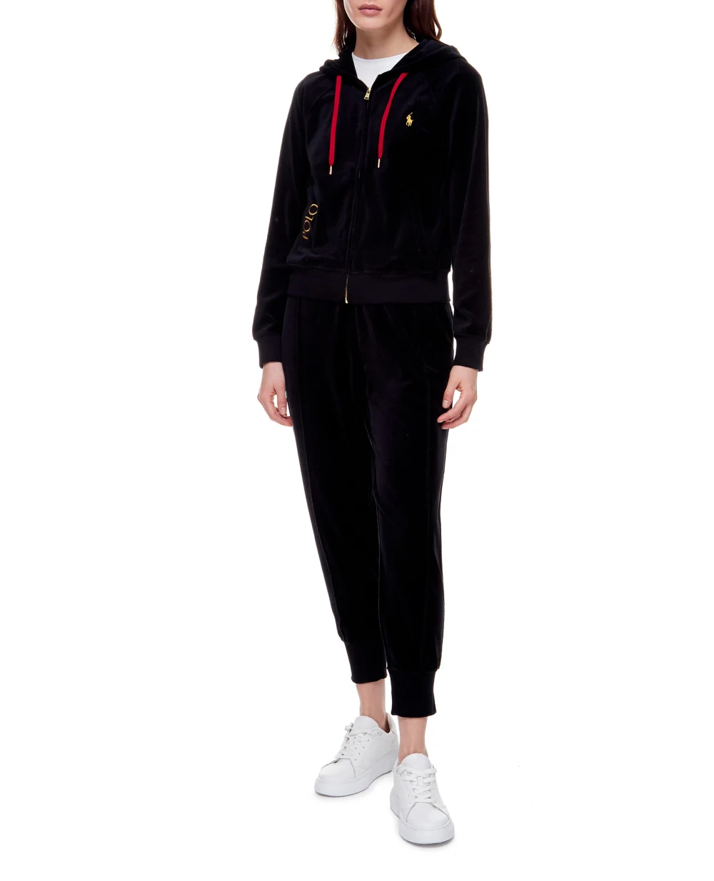 Велюровое худи Polo Ralph Lauren 211857288001, черный цвет • Купить в интернет-магазине Kameron