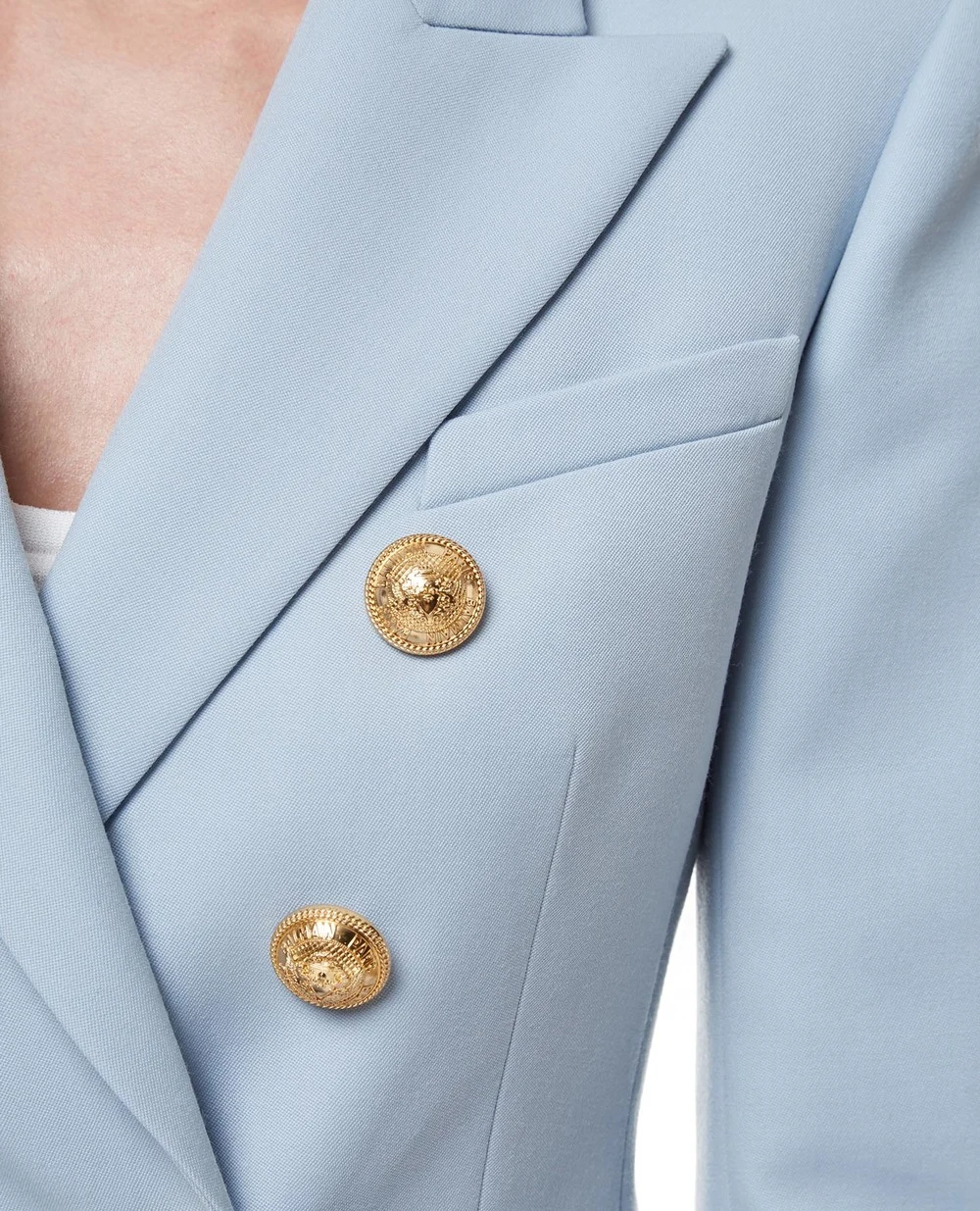 Шерстяной жакет Balmain WF1SG000167L-S, голубой цвет • Купить в интернет-магазине Kameron